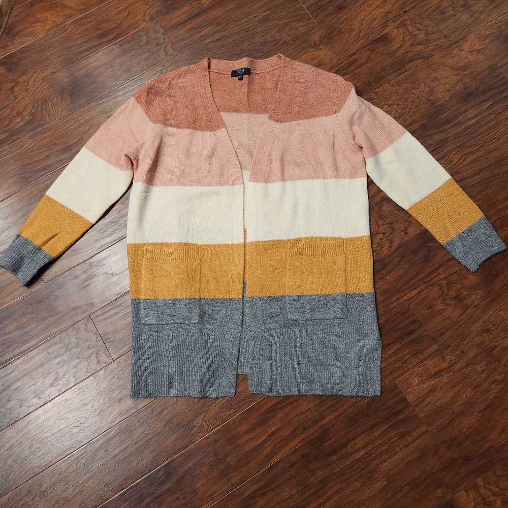 Modern Canvas Lightweight Multi Colored Cardigan - image 1